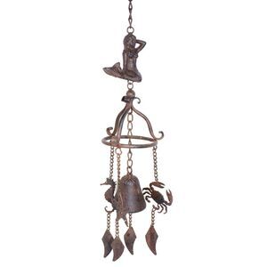Mermaid Crab Seahorse Bell Wind Chimes Antiqued Finish